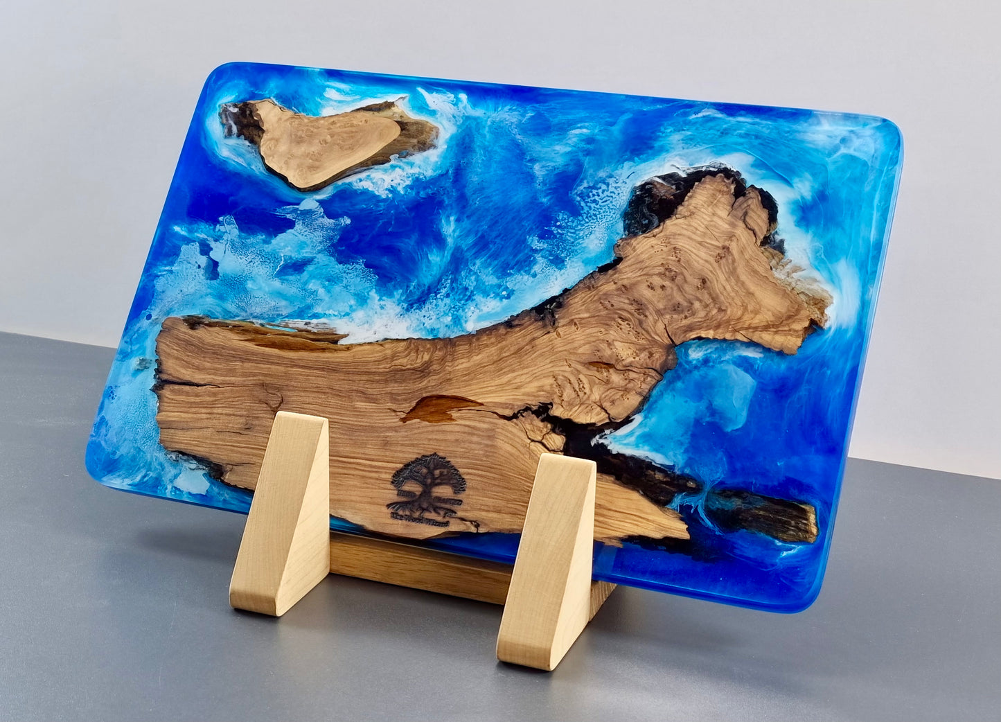 Olive Wood Serving/Cutting Board - Ocean scence Epoxy Resin