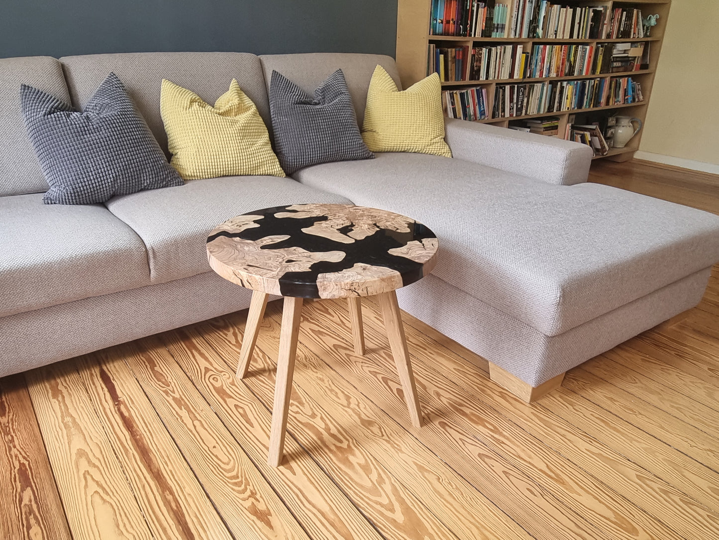 Coffee Table, Olive wood and black epoxy resin
