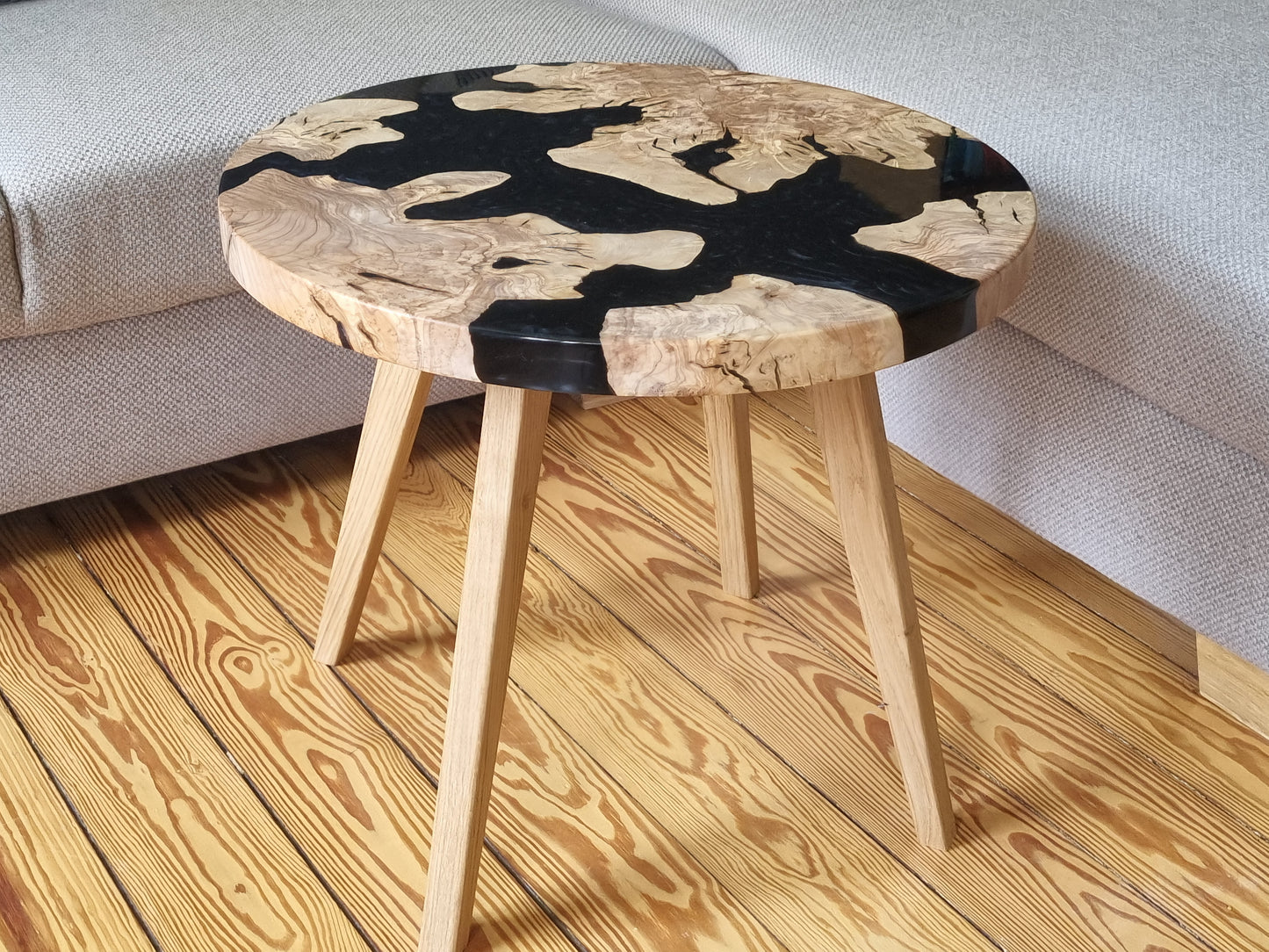 Coffee Table, Olive wood and black epoxy resin