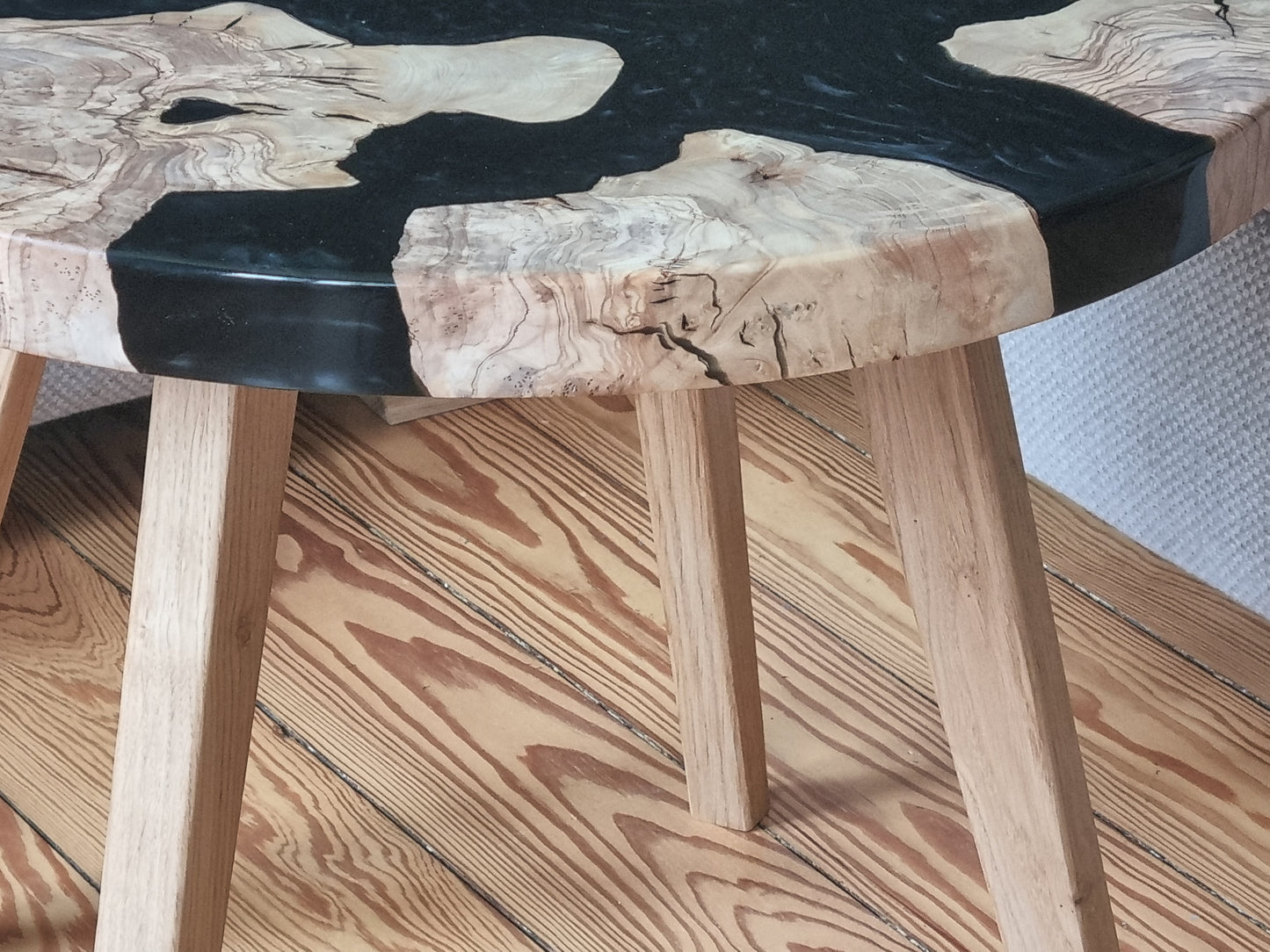 Coffee Table, Olive wood and black epoxy resin