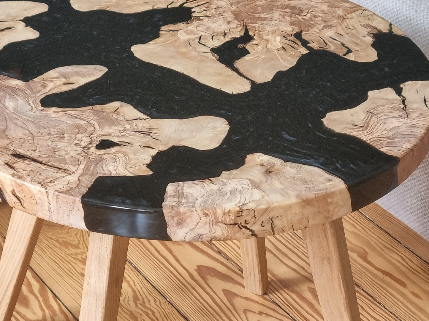 Coffee Table, Olive wood and black epoxy resin