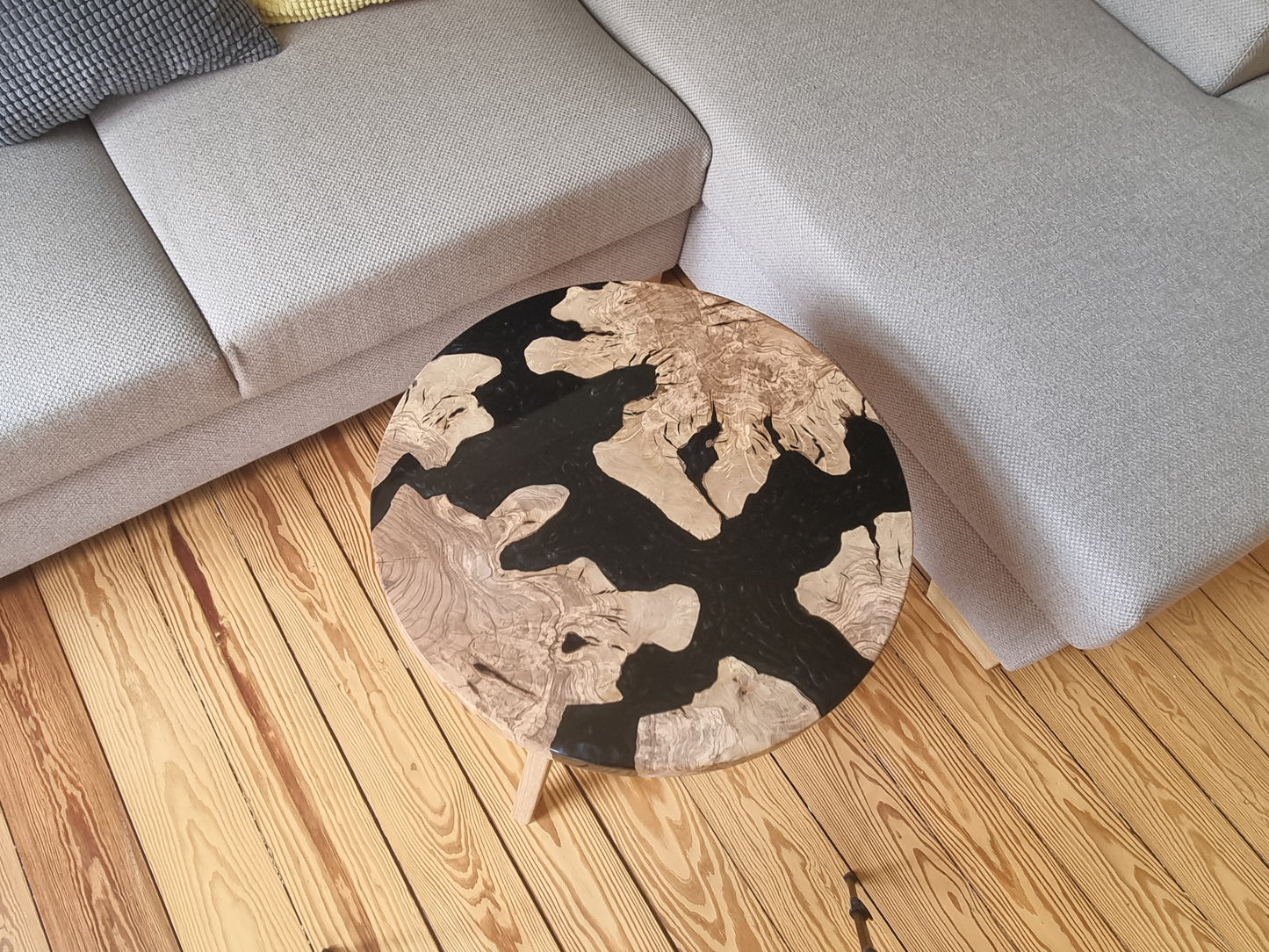 Coffee Table, Olive wood and black epoxy resin