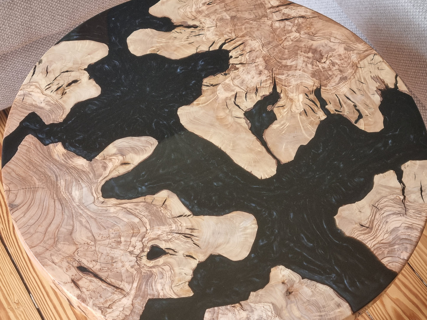 Coffee Table, Olive wood and black epoxy resin