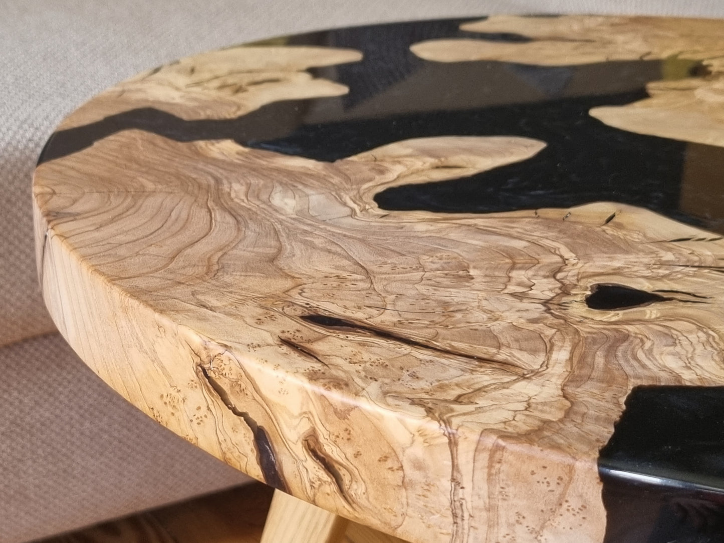 Coffee Table, Olive wood and black epoxy resin