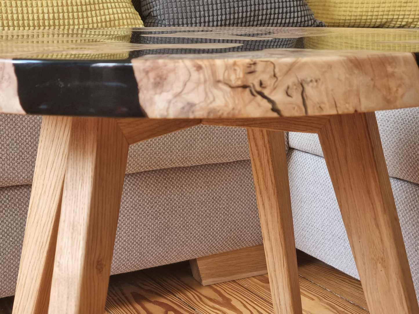 Coffee Table, Olive wood and black epoxy resin