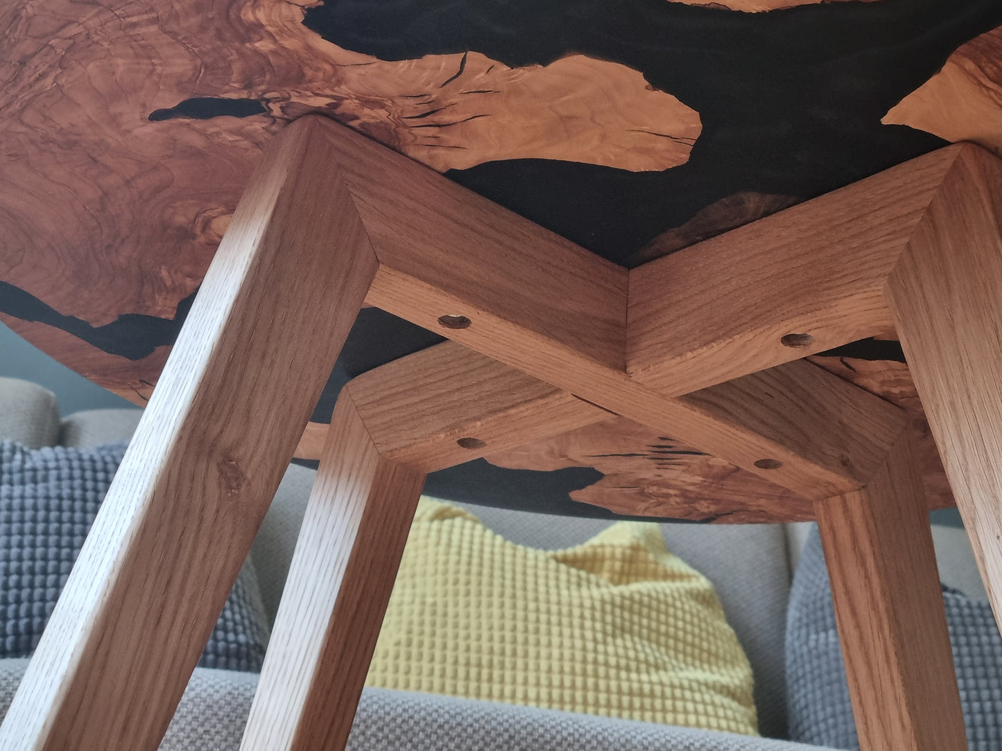 Coffee Table, Olive wood and black epoxy resin