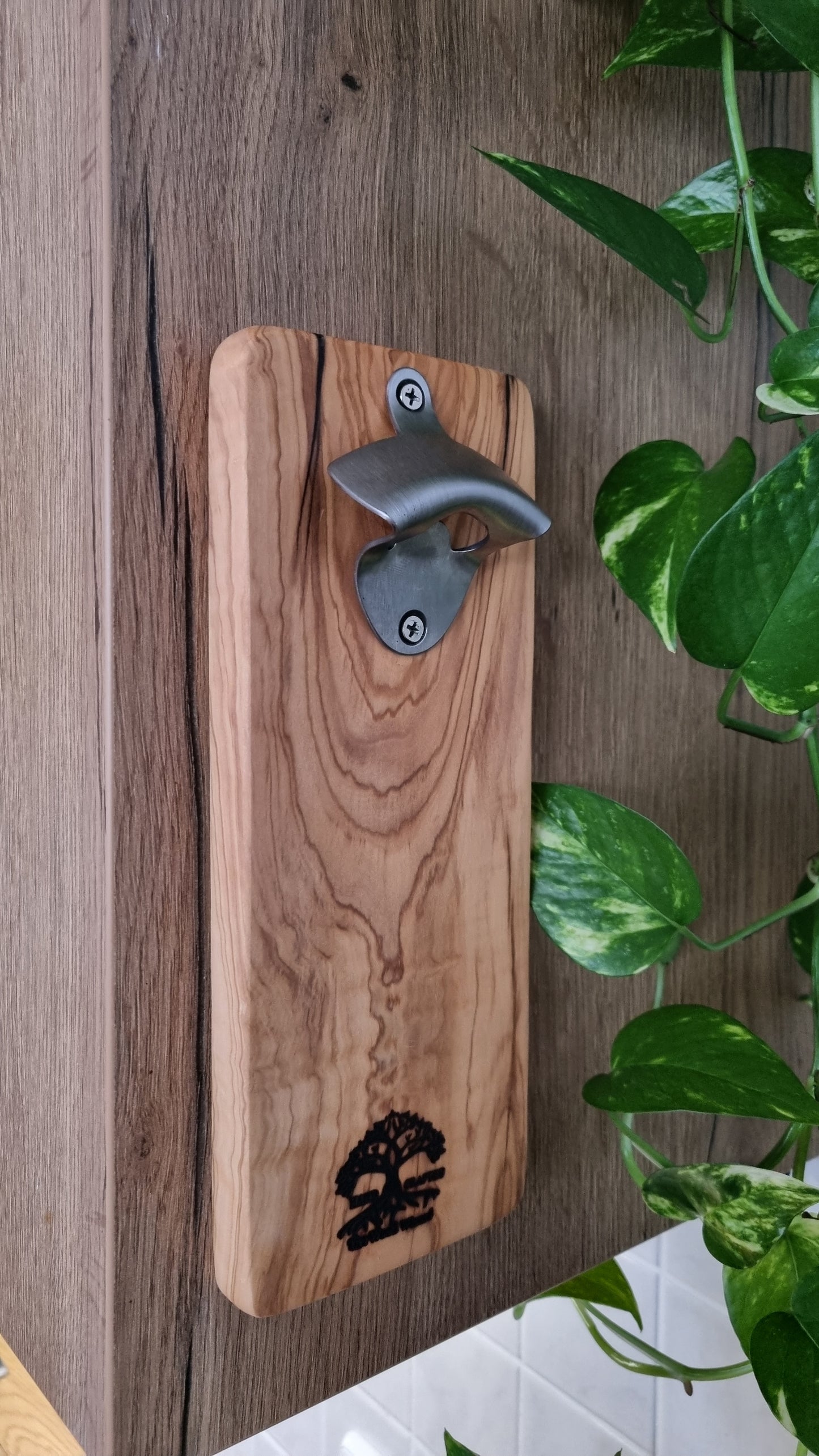 Handmade Wood & Epoxy Resin Wall-Mounted Bottle Opener