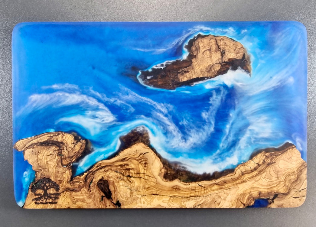 Olive Wood Serving/Cutting Board - Ocean scence Epoxy Resin