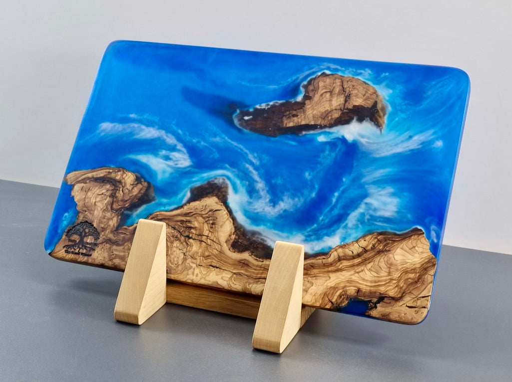 Olive Wood Serving/Cutting Board - Ocean scence Epoxy Resin