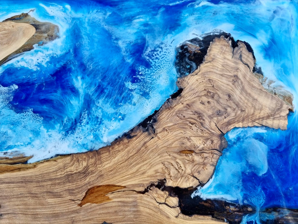 Olive Wood Serving/Cutting Board - Ocean scence Epoxy Resin