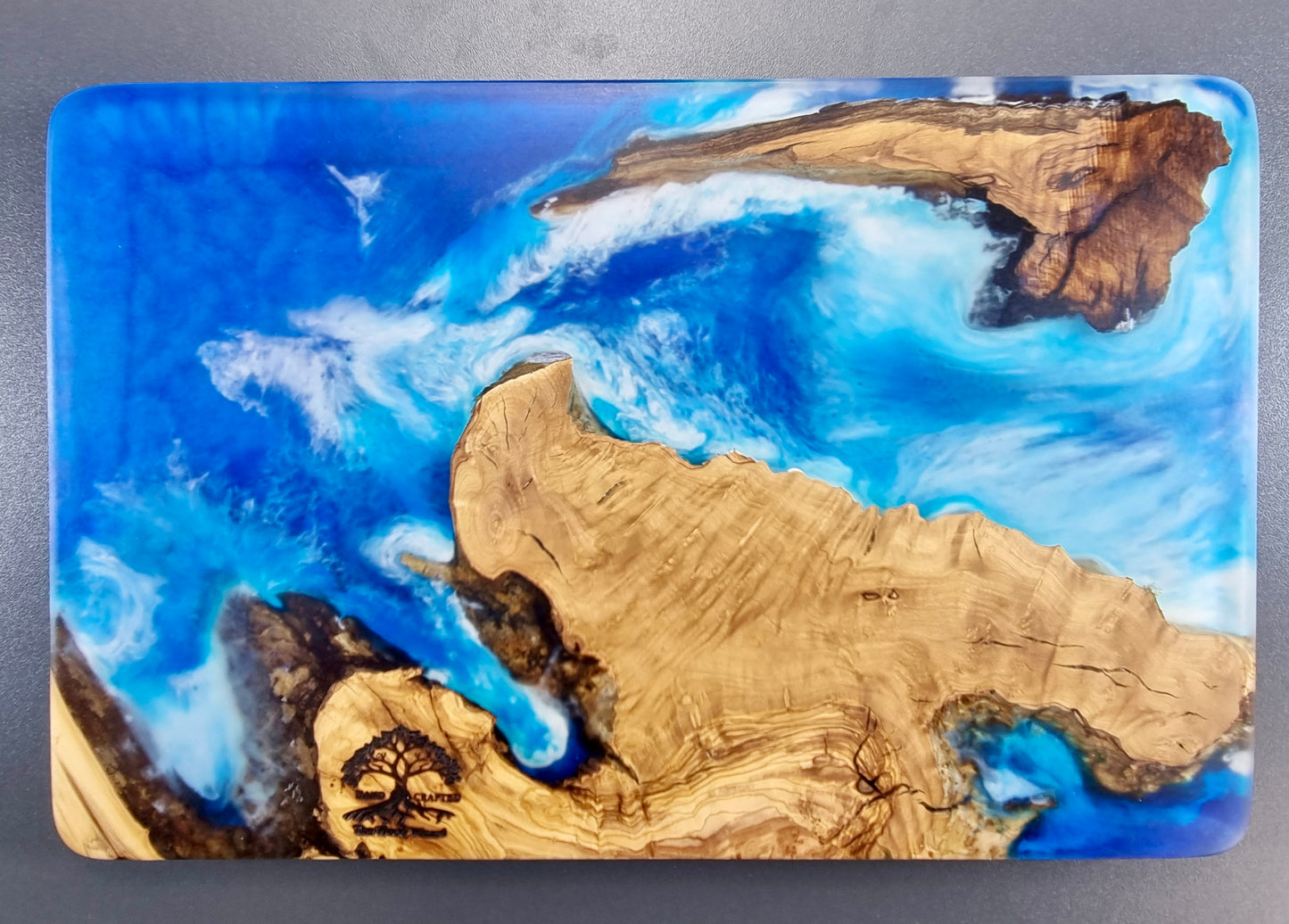 Olive Wood Serving/Cutting Board - Ocean scence Epoxy Resin