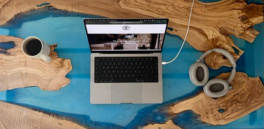 Olive Wood Epoxy desk, Hieght ajustable electric