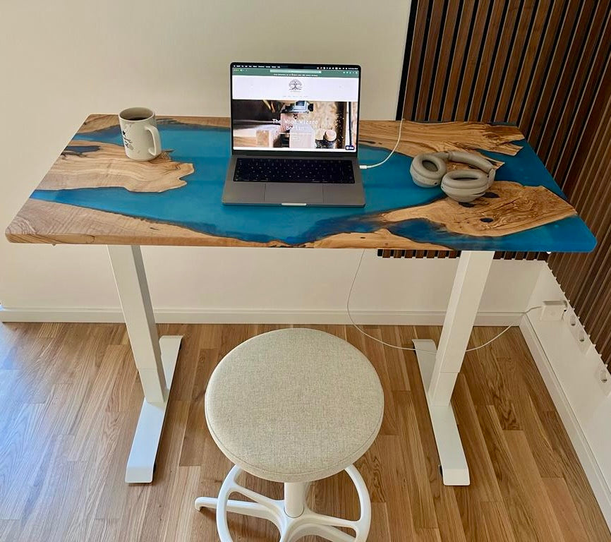 Olive Wood Epoxy desk, Hieght ajustable electric