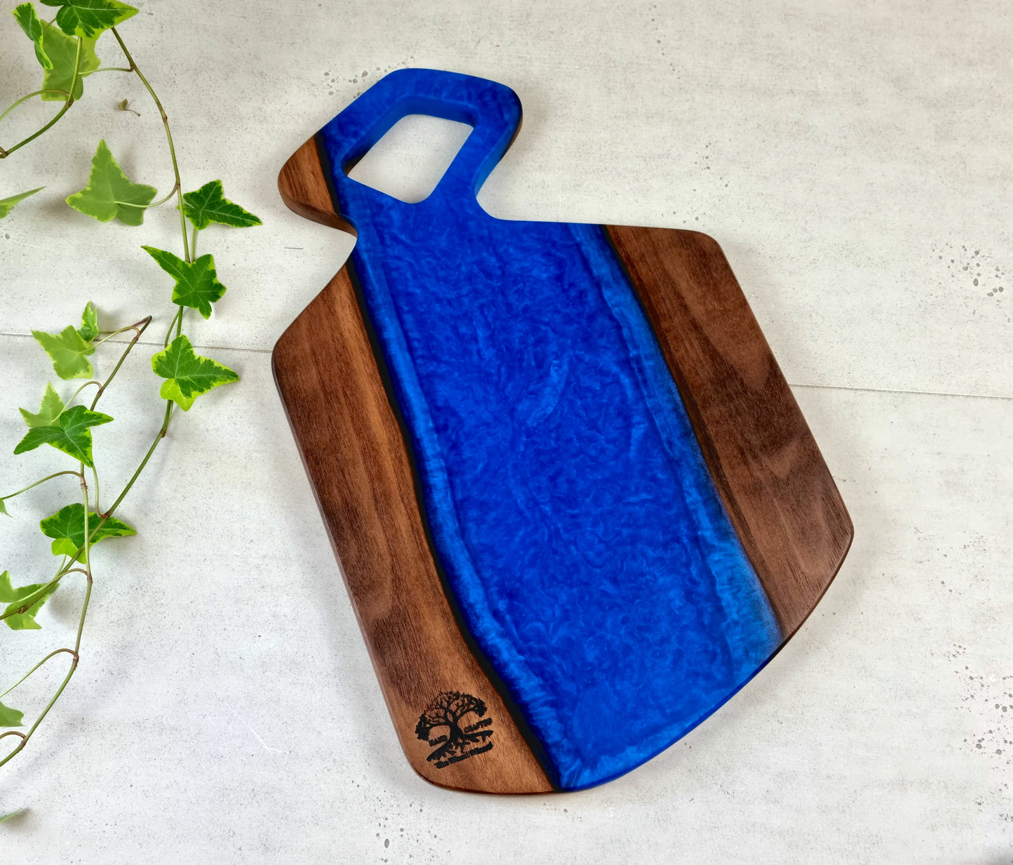 Charcuterie Board with Handle and Epoxy Resin, American Walnut