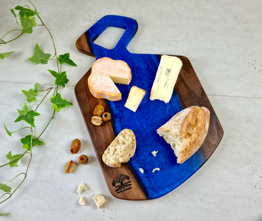 Charcuterie Board with Handle and Epoxy Resin, American Walnut